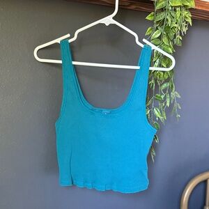 Old Navy Teal Ribbed Cropped Tank Top